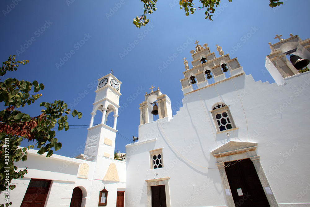 Filoti, Naxos / Greece - August 25, 2014: The Filoti church in Naxos, Cyclades Islands, Greece