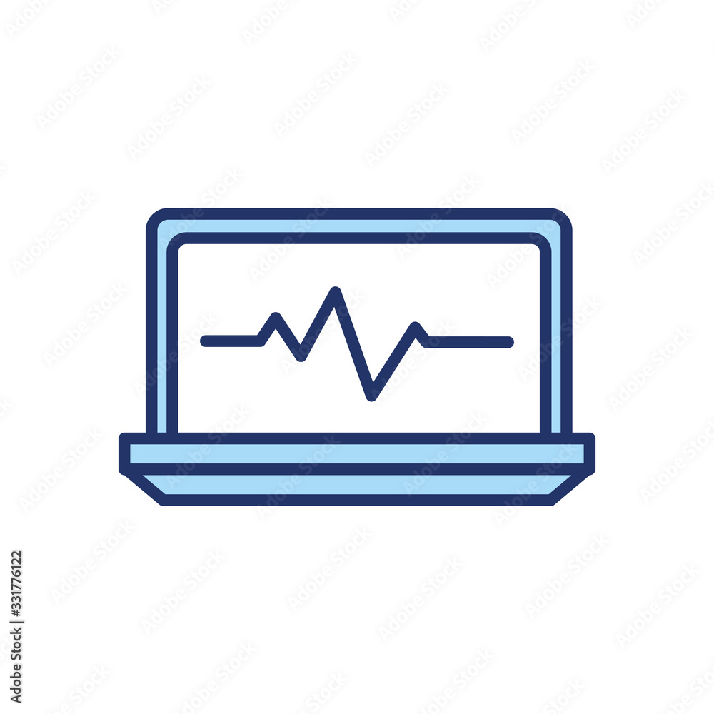 Pulse inside laptop line and fill style icon vector design