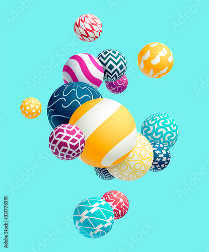 Multicolored 3D decorative balls. Abstract vector illustration.	