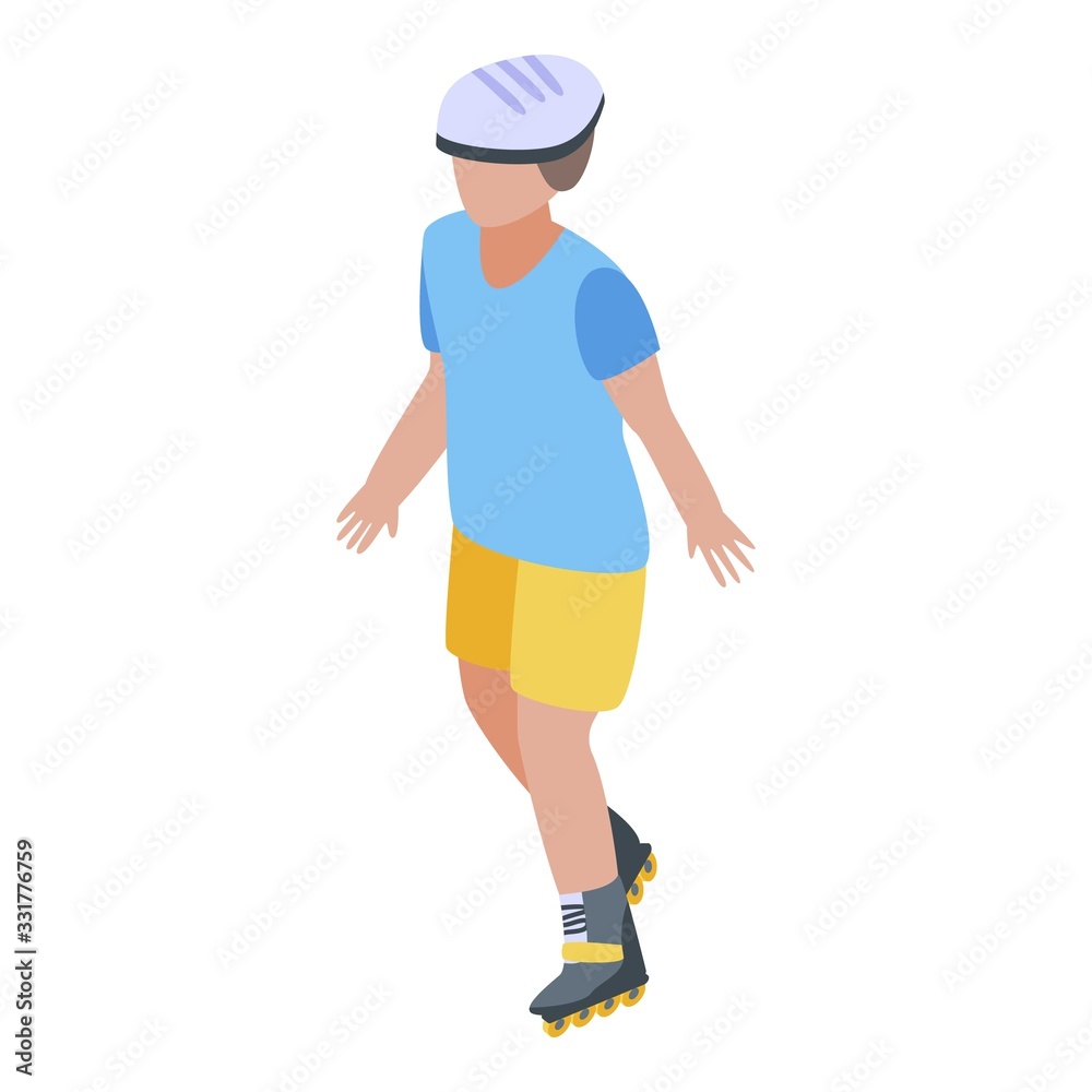 Skating boy icon. Isometric of skating boy vector icon for web design isolated on white background