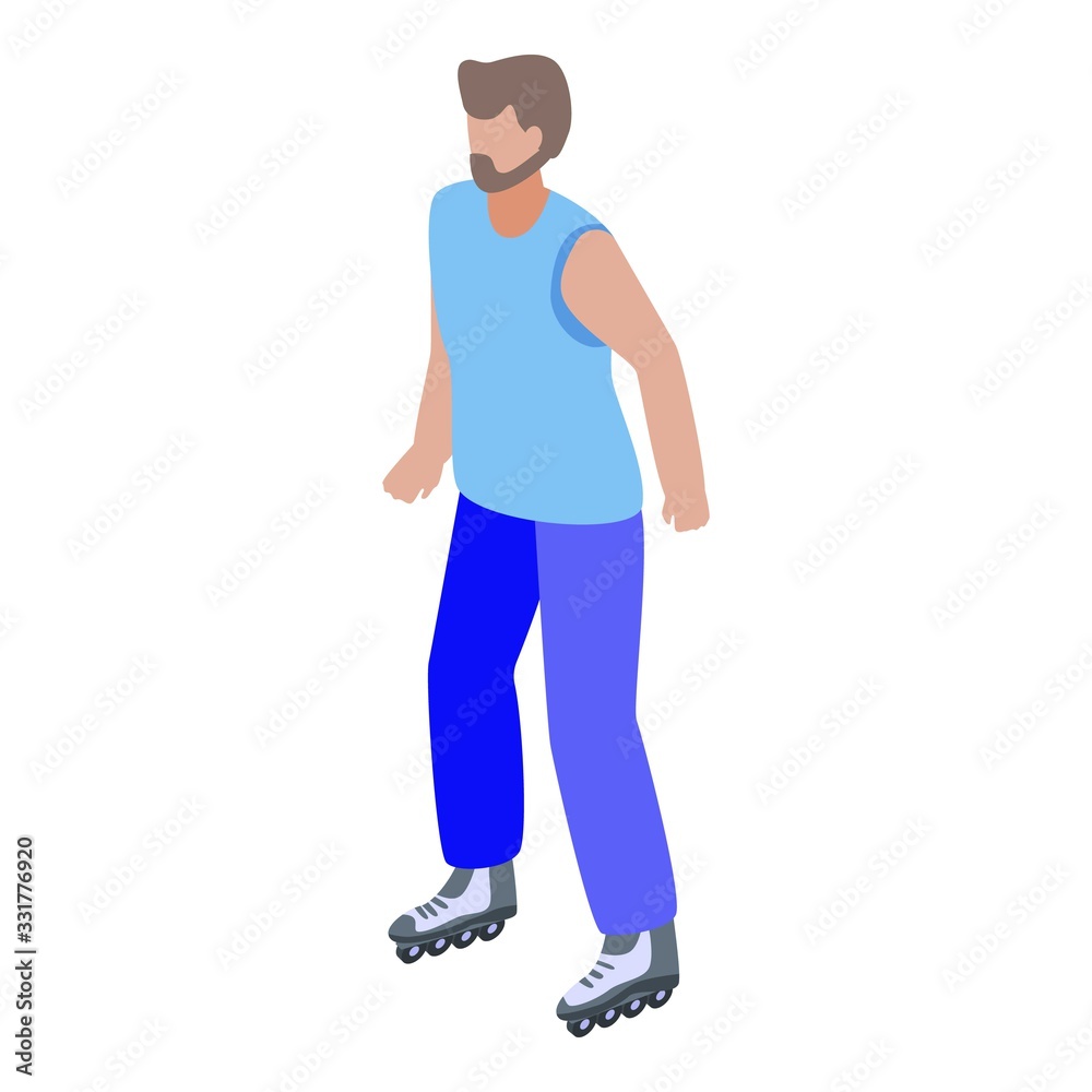 Man rollerblading icon. Isometric of man rollerblading vector icon for web design isolated on white background Man rollerblading icon. Isometric of man rollerblading vector icon for web design isolated on white background