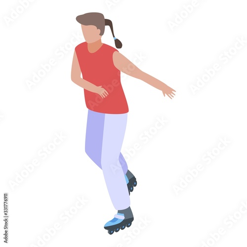Rollerskate girl icon. Isometric of rollerskate girl vector icon for web design isolated on white background