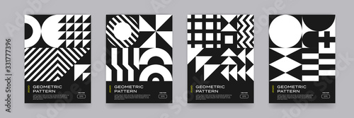 Abstract geometric shapes pattern background, Bauhaus art design. Trendy modern Bauhaus pattern backgrounds, posters and covers, vector templates set