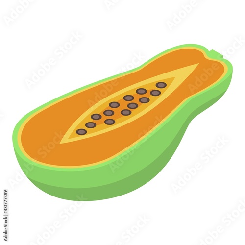Half cutted papaya icon. Isometric of half cutted papaya vector icon for web design isolated on white background