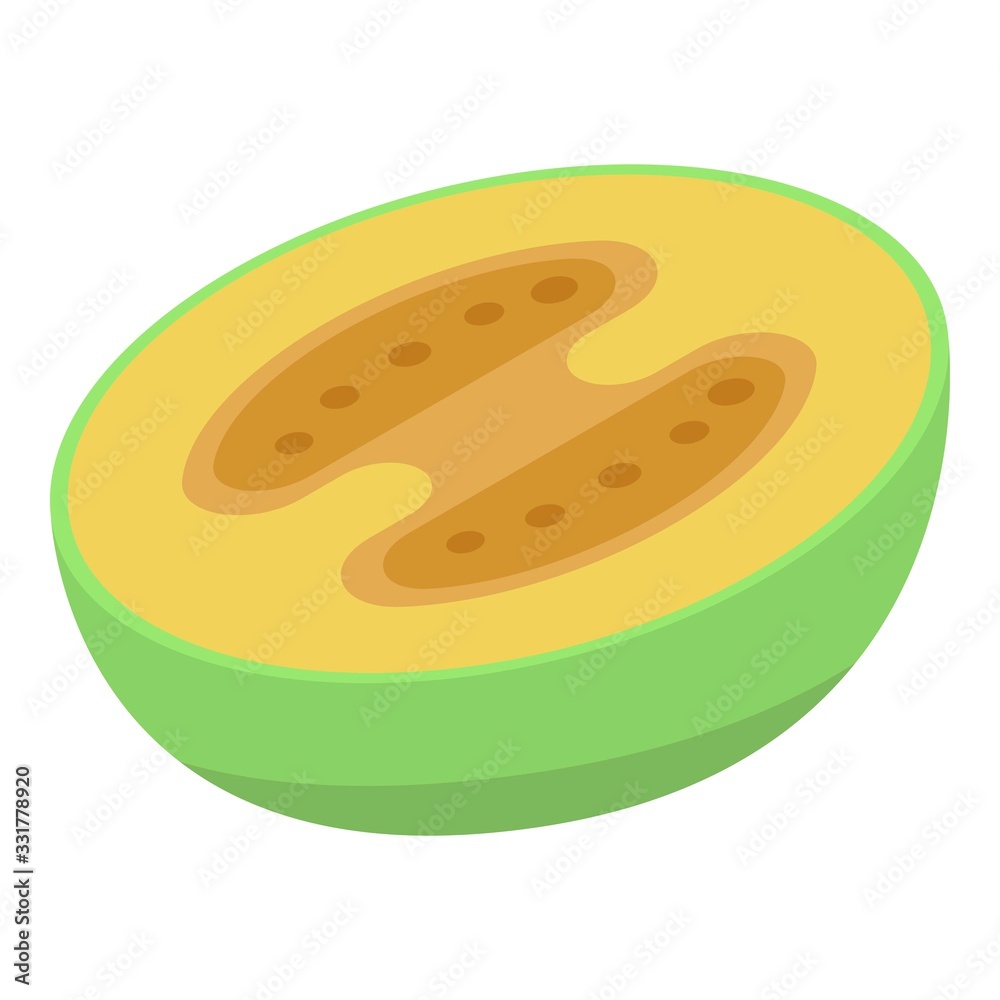 Half feijoa icon. Isometric of half feijoa vector icon for web design isolated on white background Half feijoa icon. Isometric of half feijoa vector icon for web design isolated on white background