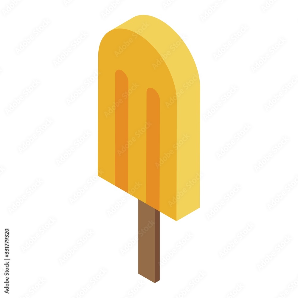 Apricot popsicle icon. Isometric of apricot popsicle vector icon for web design isolated on white background Apricot popsicle icon. Isometric of apricot popsicle vector icon for web design isolated on white background