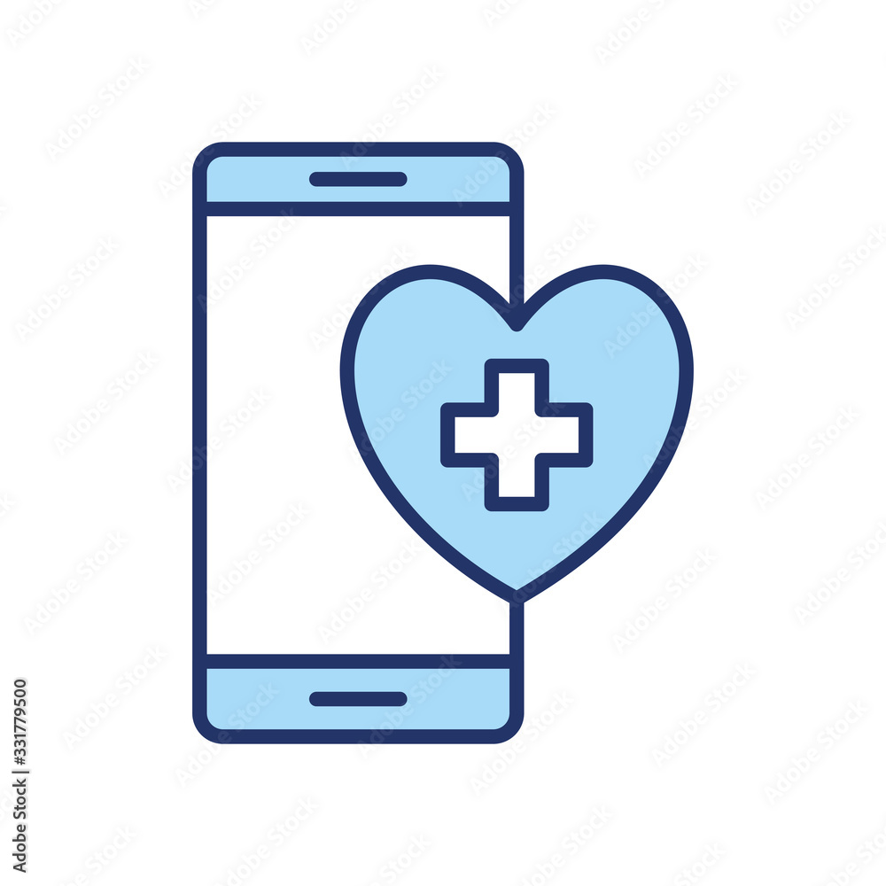 smartphone and cross inside heart line and fill style icon vector design smartphone and cross inside heart line and fill style icon vector design
