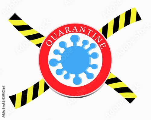 Quarantine emblem. Coronavirus pandemic protection. Isolation from a viral infection. The sign is isolated on a white background.