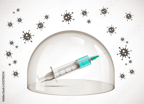 Virus defence concept - Glass dome as antivirus barrier - Corona Virus   