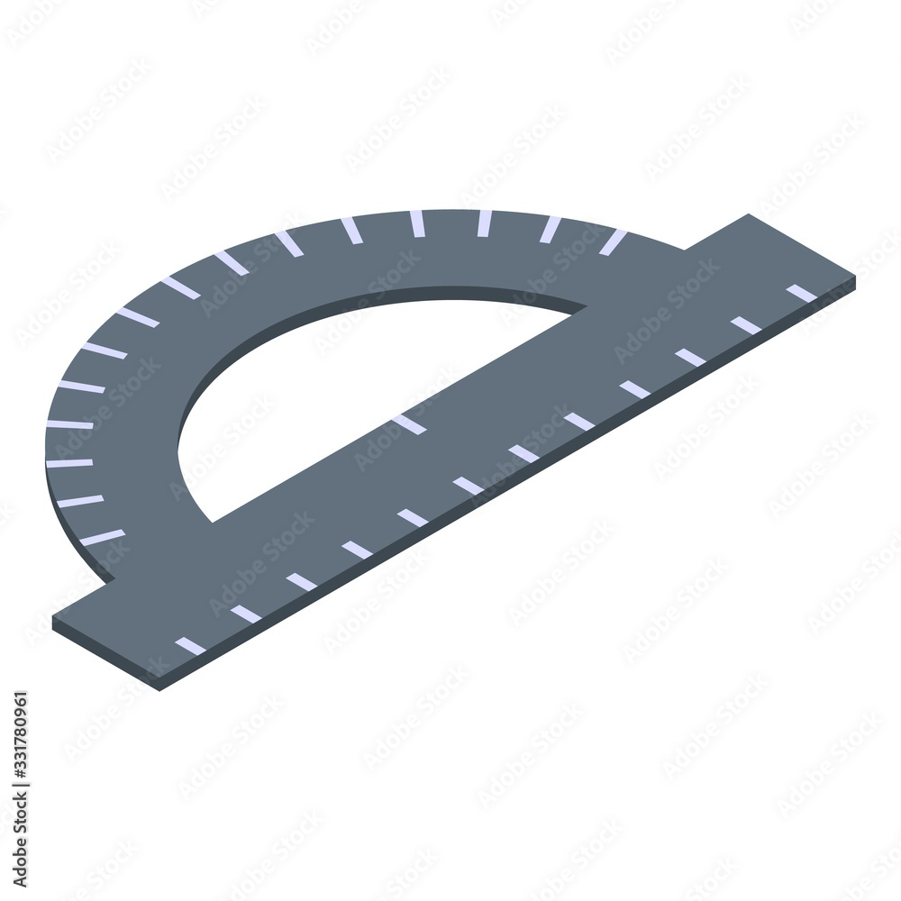 Architect protractor icon. Isometric of architect protractor vector icon for web design isolated on white background Architect protractor icon. Isometric of architect protractor vector icon for web design isolated on white background