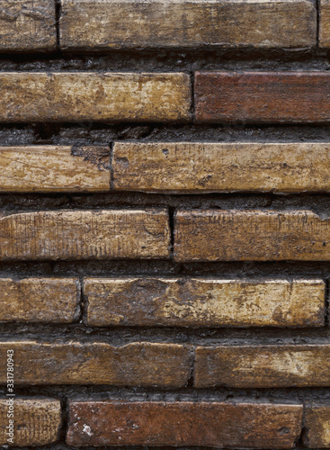 weathered brick wall close up background, filtered image