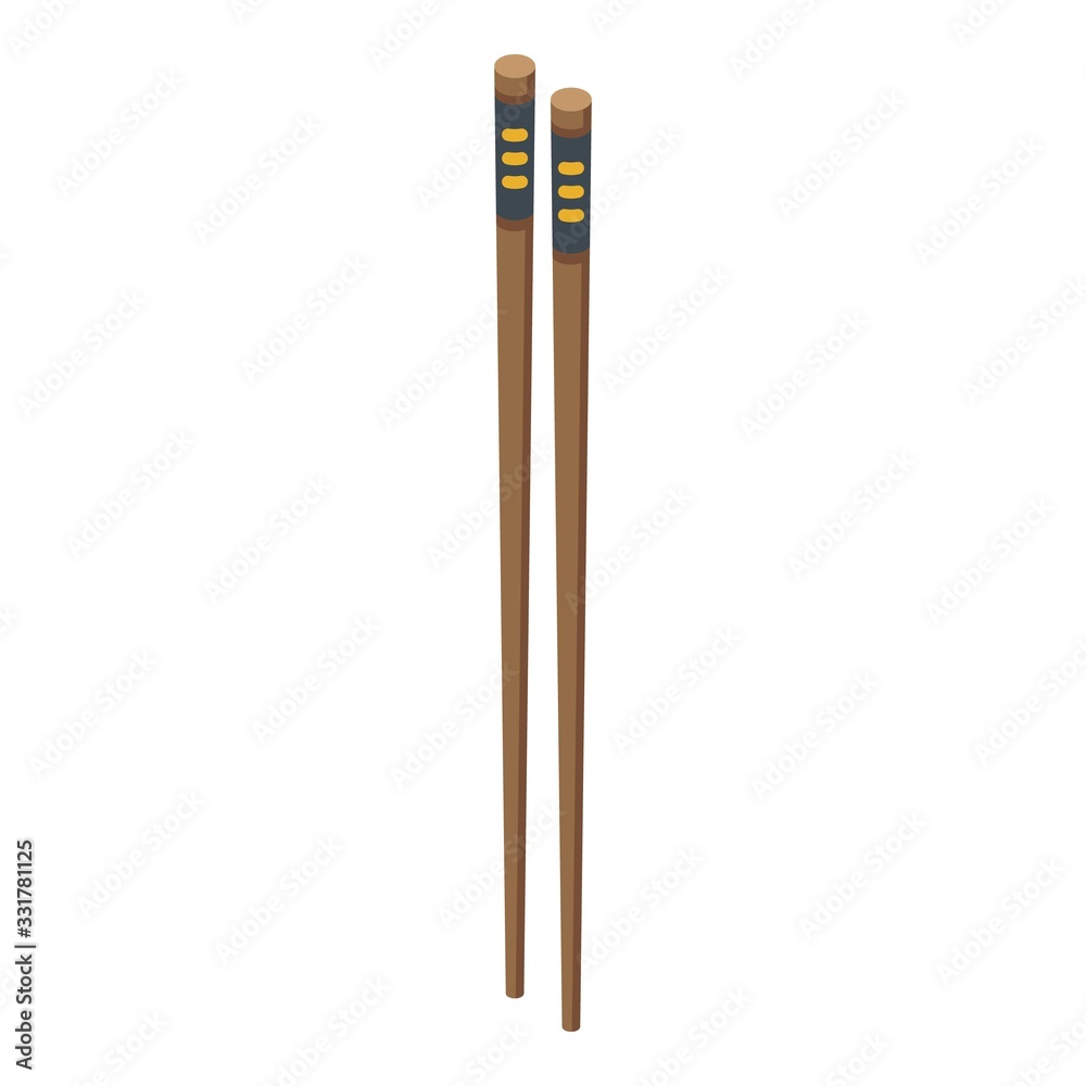Chopsticks icon. Isometric of chopsticks vector icon for web design isolated on white background