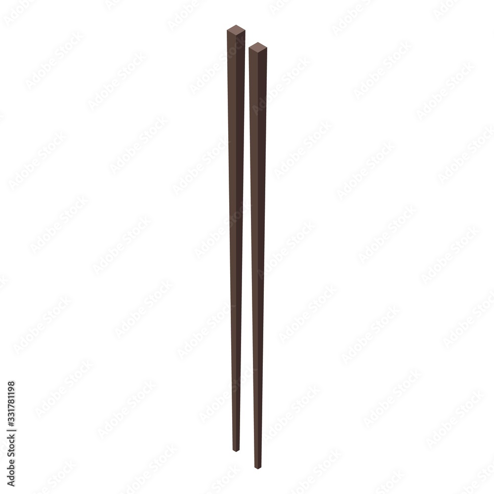Japanese chopsticks icon. Isometric of japanese chopsticks vector icon for web design isolated on white background Japanese chopsticks icon. Isometric of japanese chopsticks vector icon for web design isolated on white background