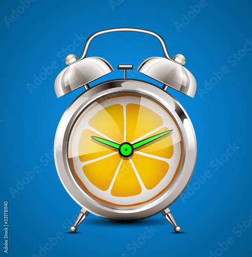 Time for vitamins - citrus fruit as a clock -  Vitamin C for body immunity concept