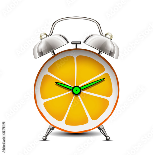 Time for vitamins - citrus fruit as a clock -  Vitamin C for body immunity concept