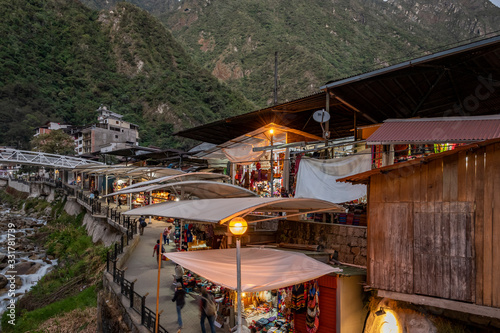 Bild auf Leinwand A view of Aguas Calientes, Peru