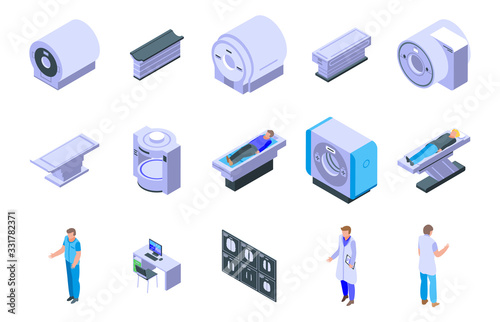 Magnetic resonance imaging icons set. Isometric set of magnetic resonance imaging vector icons for web design isolated on white background