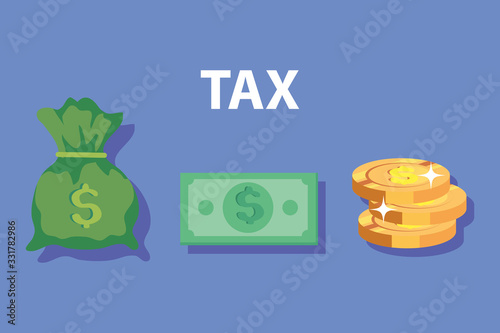 tax day poster with icons vector illustration design