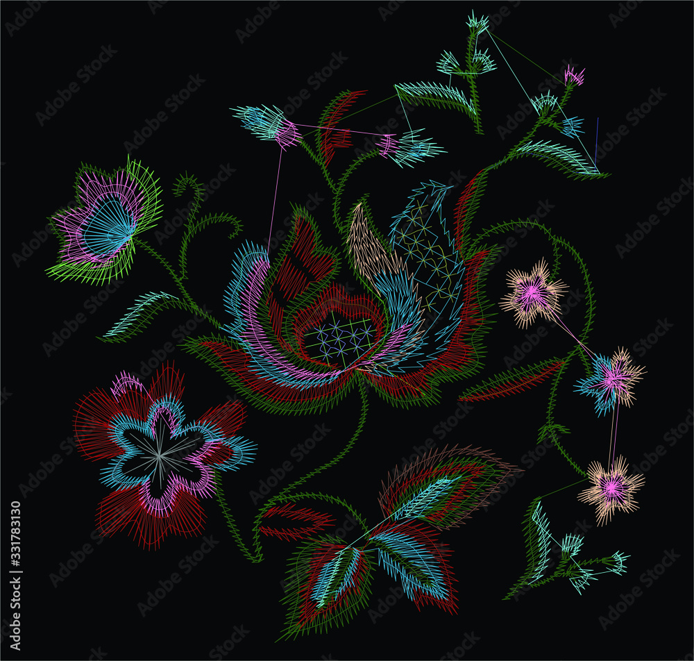 Fotografie Vector Embroidery fashion Design