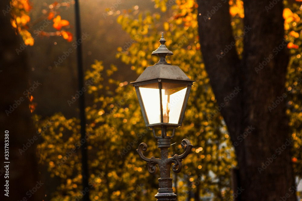 Autumn street lantern