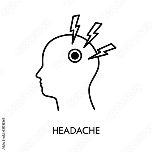 Headache icon. Symbol for medical and healthcare illustrations. Vector icon, isolated on white.
