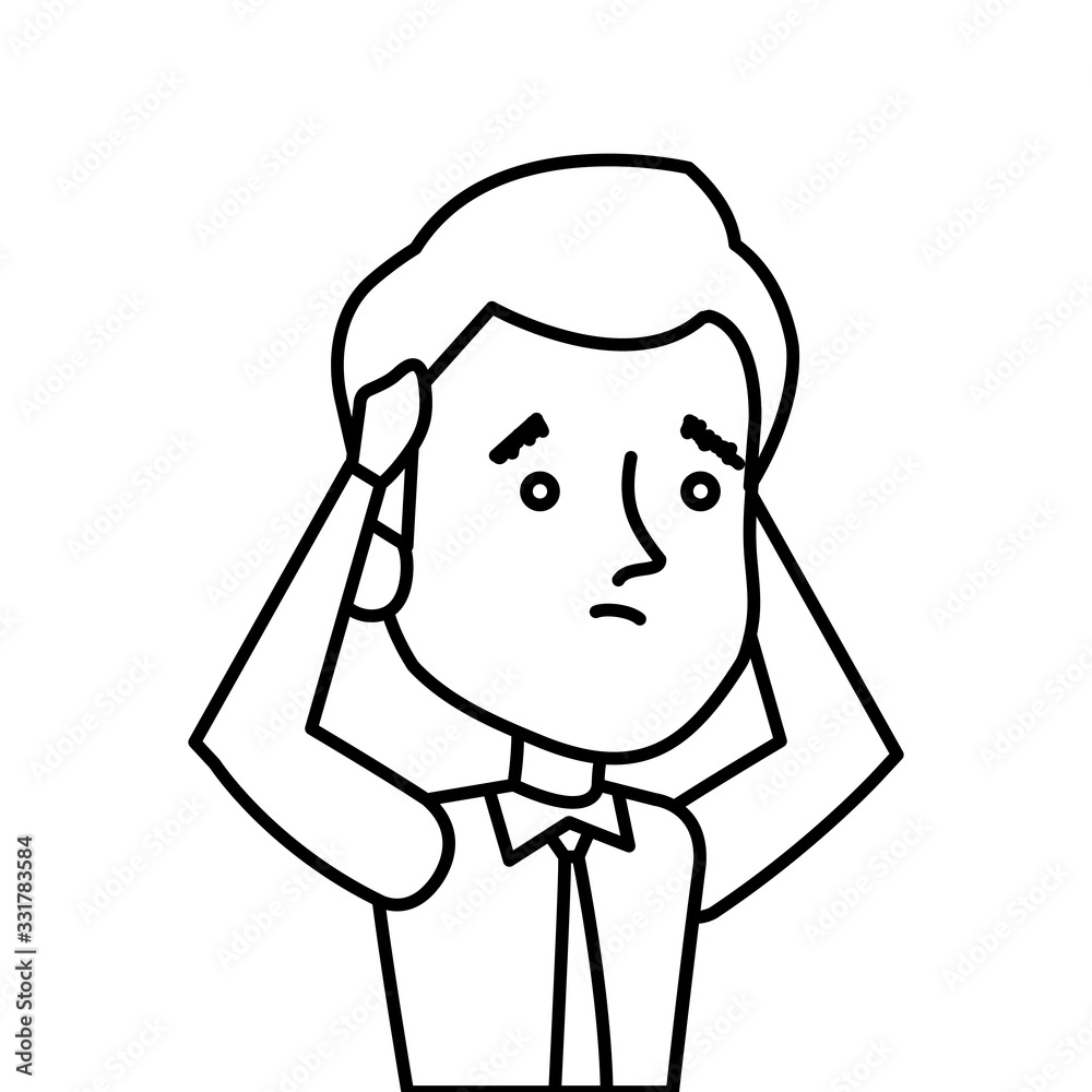 businessman worried avatar character icon vector illustration design