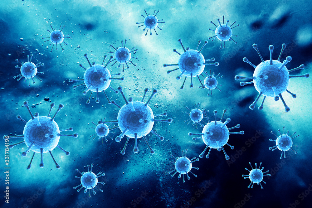 Coronavirus 2019-nCov novel coronavirus concept resposible for asian flu outbreak and coronaviruses influenza as dangerous flu strain cases as a pandemic. Microscope virus close up. 3d rendering. Coronavirus 2019-nCov novel coronavirus concept resposible for asian flu outbreak and coronaviruses influenza as dangerous flu strain cases as a pandemic. Microscope virus close up. 3d rendering.
