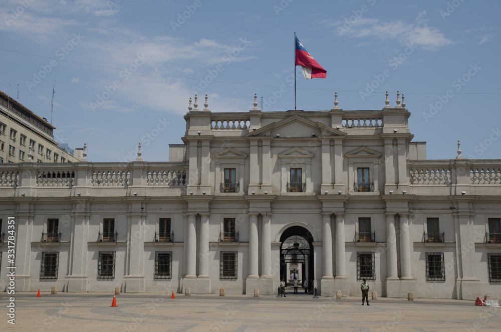 La Moneda Palace in the The Constitution Square.