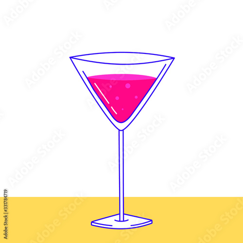 Colorful vector cocktail drink icon for website, app interface design, bar menu, pub decoration, sticker. Beverage graphic symbol.