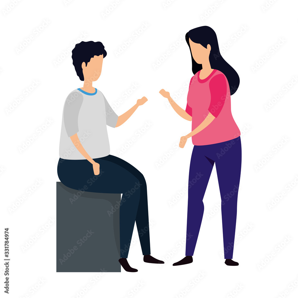 young couple avatar character icon vector illustration design young couple avatar character icon vector illustration design