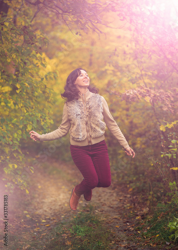 positive jumping woman