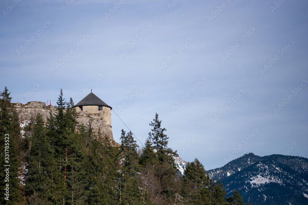 Old medieval castle in the mountains in the Alps in Germany