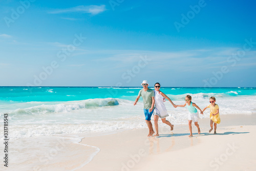 Young family on vacation have a lot of fun