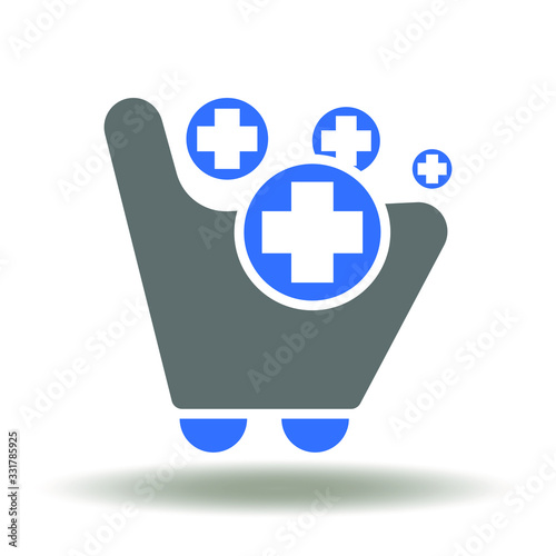 Shopping Cart Plus Add Icon Vector. Procurement Management Retail Logo.