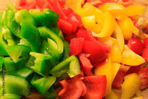 Cooking ripe bell pepper close up background