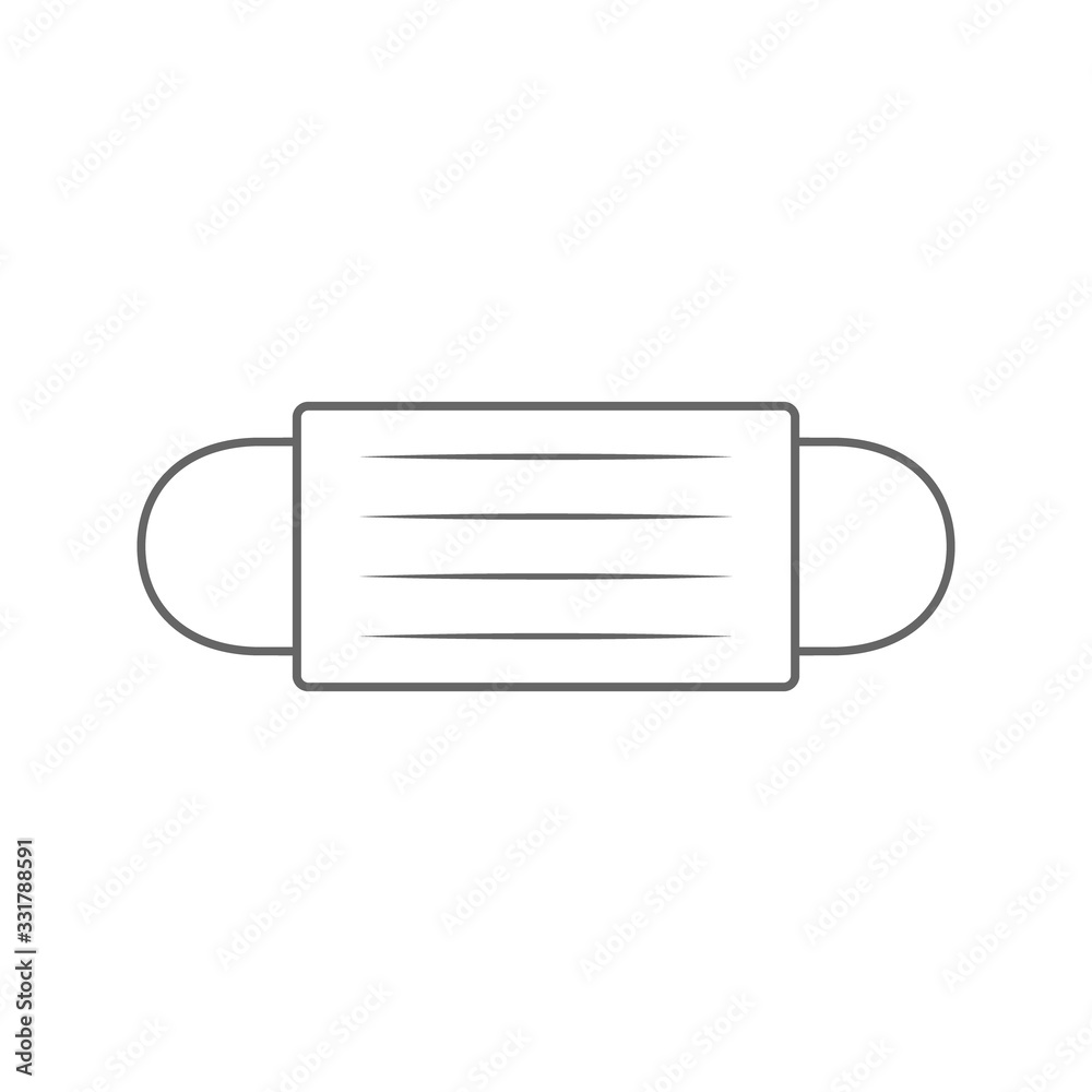 Medical protective mask icon vector outline style isolated on white. Concept about health and disease. Flat mask vector illustration Medical protective mask icon vector outline style isolated on white. Concept about health and disease. Flat mask vector illustration