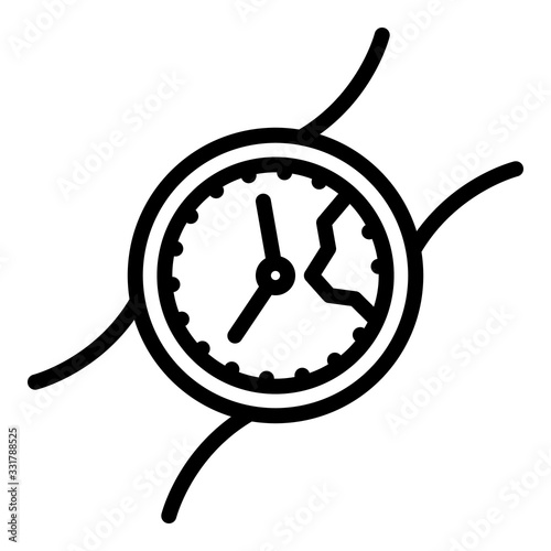 Broken arm watch icon. Outline broken arm watch vector icon for web design isolated on white background