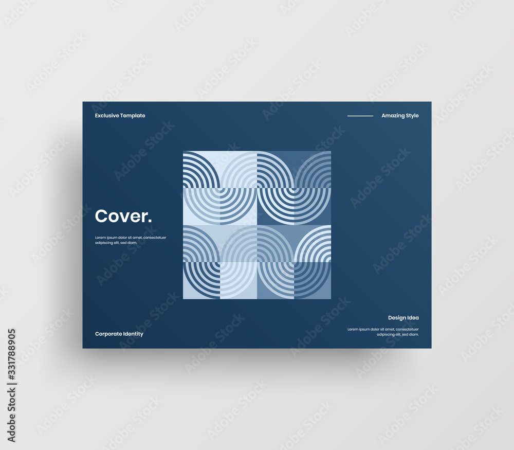 Fototapeta premium Creative business presentation vector A4 horizontal orientation front page mock up. Modern corporate report cover abstract geometric illustration design layout. Company identity brochure template.