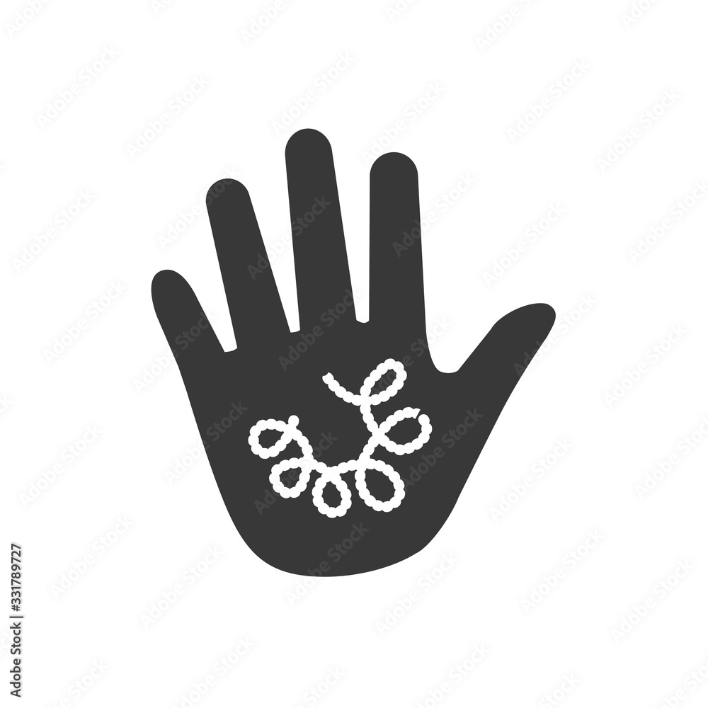 Dirty hands. Wash your hands before you eat Virus on hand. Vector illustration. Isolated on white background Dirty hands. Wash your hands before you eat Virus on hand. Vector illustration. Isolated on white background