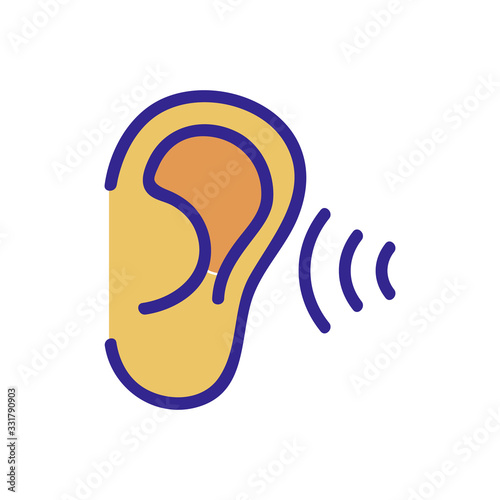 the ear hears sound icon vector. the ear hears sound sign. color isolated symbol illustration