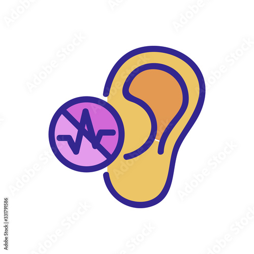 the ear does not hear icon vector. the ear does not hear sign. color isolated symbol illustration