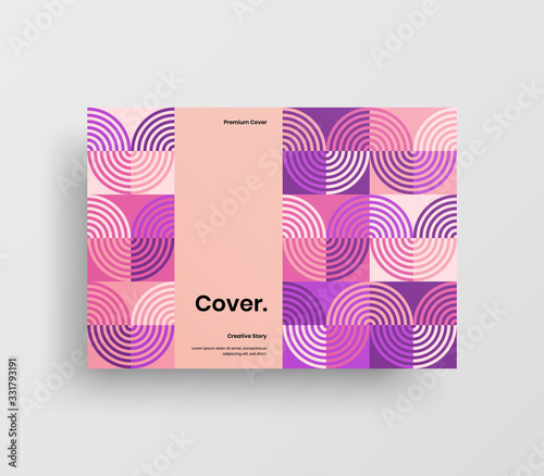Creative business presentation vector A4 horizontal orientation front page mock up. Modern corporate report cover abstract geometric illustration design layout. Company identity brochure template.