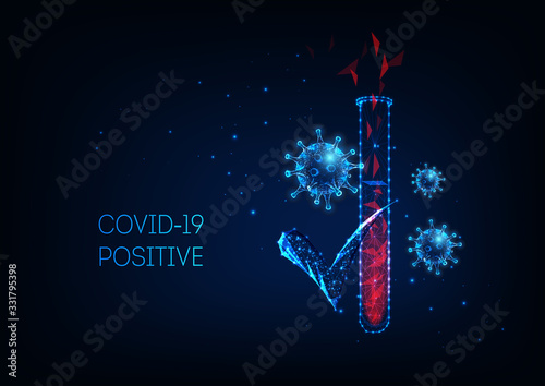 Futuristic covid-19 coronavirus diagnostic concept with laboratory testing equipment and virus cells