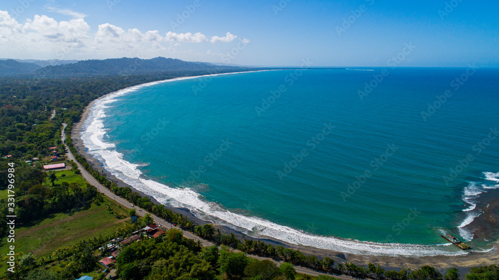 Aerial view to Playa Negra in Puerto Viejo at the Caribbean of Costa Rica