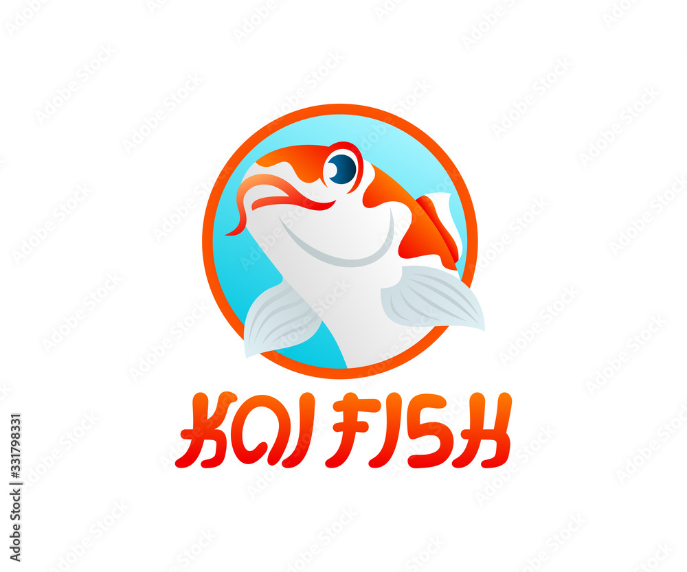 Koi fish or carp fish cartoon character, illustration and logo design.  Japan culture, aquarium and underwater life, vector design Stock Vector |  Adobe Stock