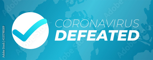 Coronavirus Defeated Illustration Background with World Map
