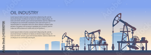 Banner with the concept of the oil industry. Oil price drops down graph and chart with world map background. Template with place for your text