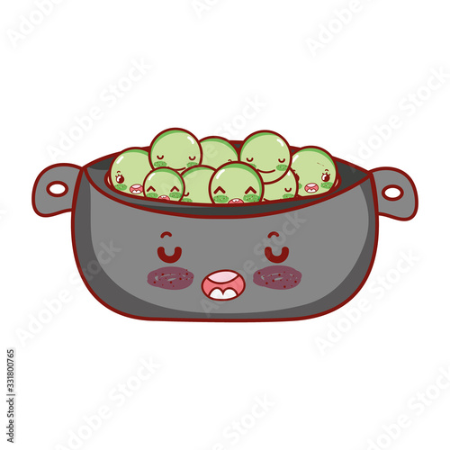 kawaii peas in bowl food cartoon, sushi and rolls
