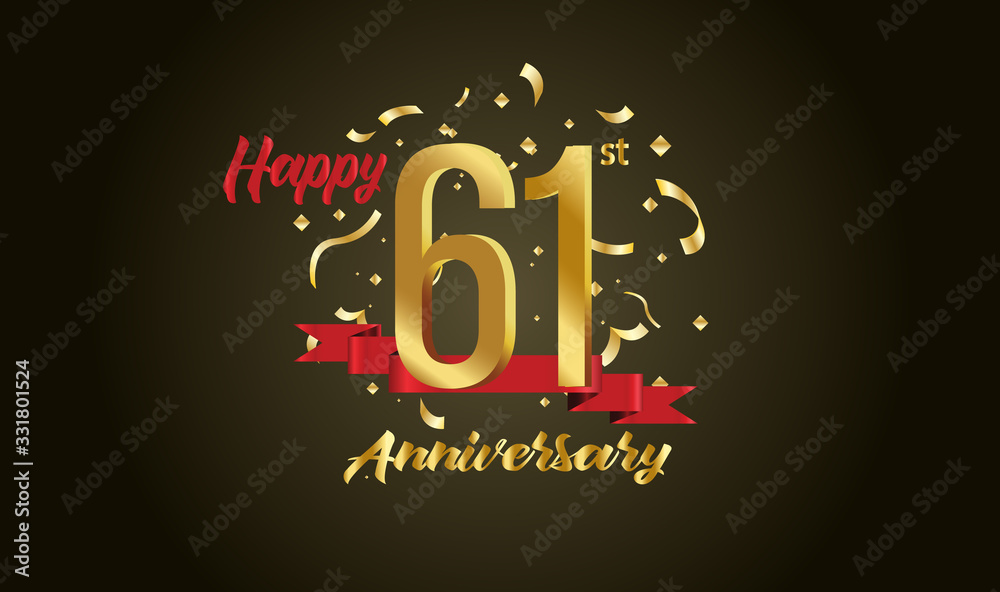 Anniversary celebration background. with the 61st number in gold and with the words golden anniversary celebration.