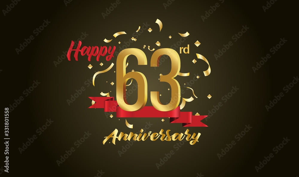Anniversary celebration background. with the 63rd number in gold and with the words golden anniversary celebration.
